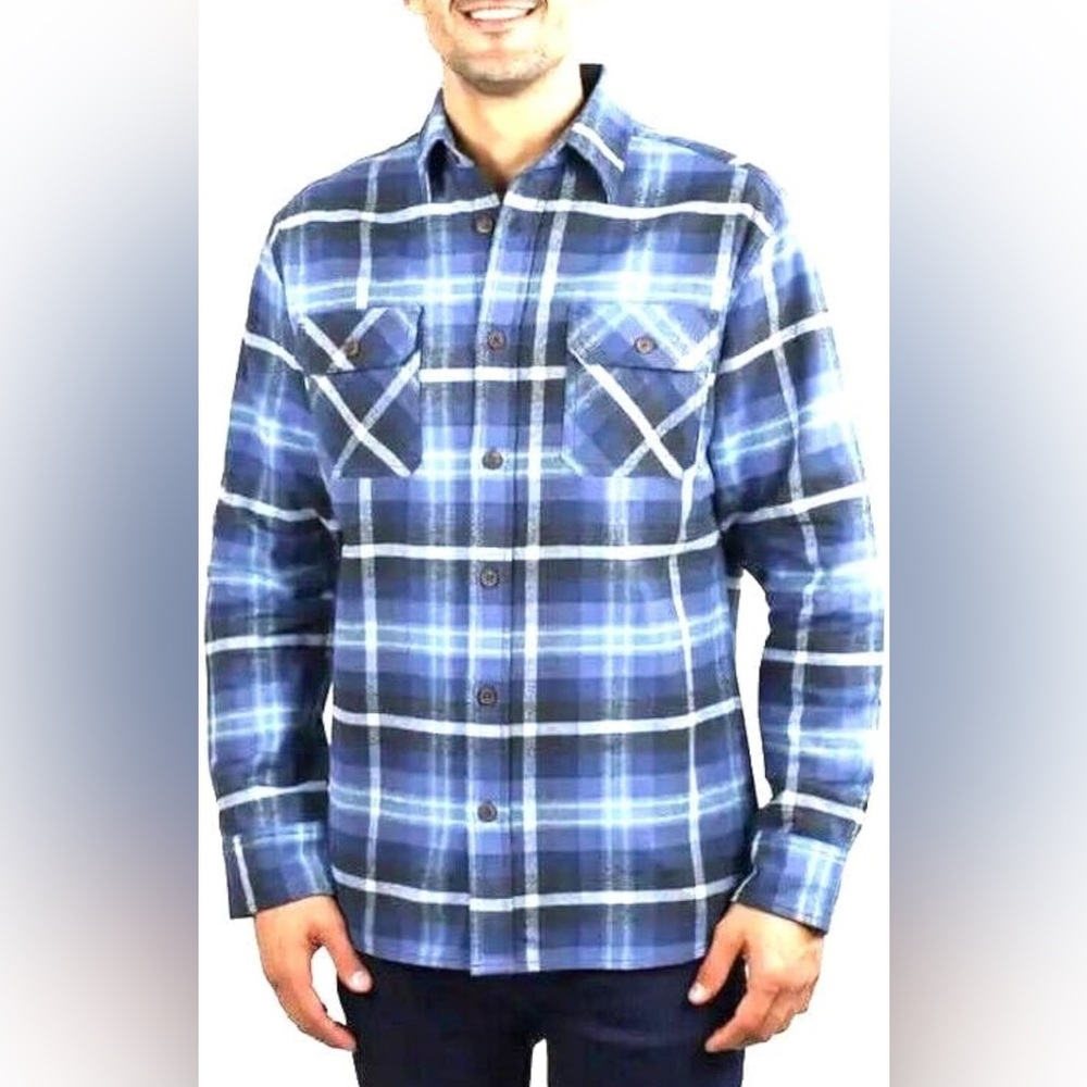 Jachs MFG Heritage Flannel Shirt Mens XXL Blue Plaid Cotton Button Up